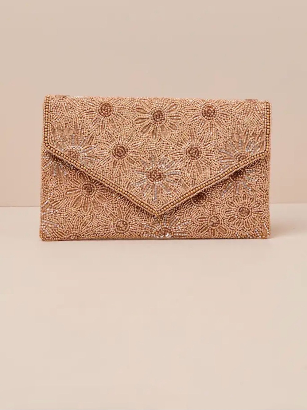 Lulus Dazzling Favorite Gold Beaded Floral Clutch